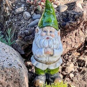 12" Tall Outdoor Garden Gnome Folding Hands Yard Statue Decor